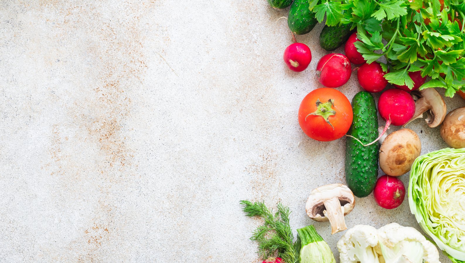 Colorful fresh vegetables and healthy food on a table
