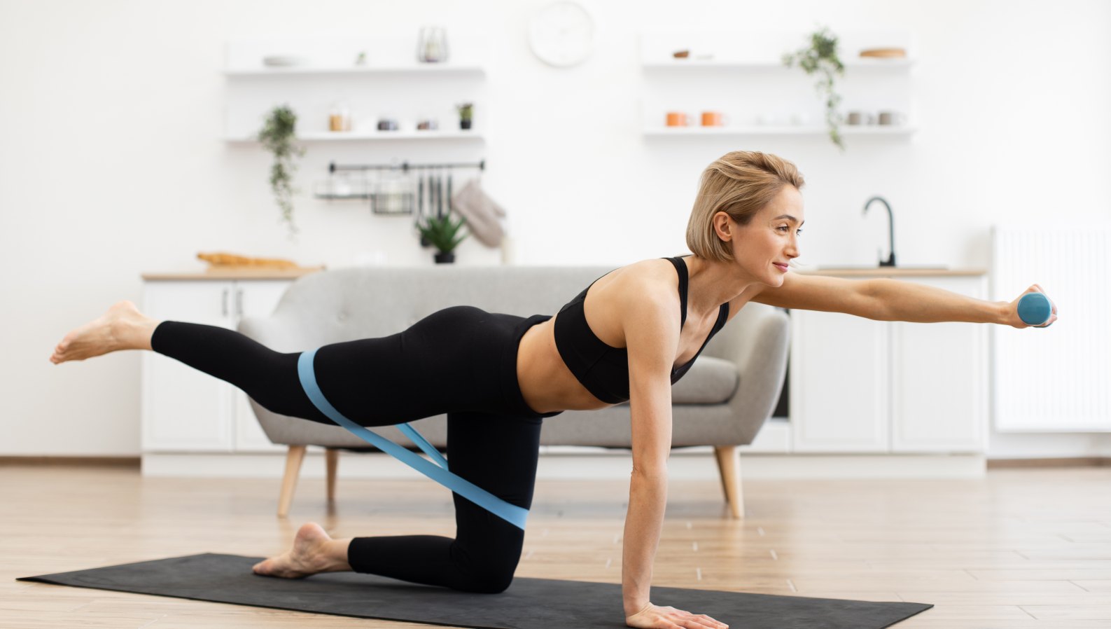 A resistance band for gentle, safe senior exercise at home